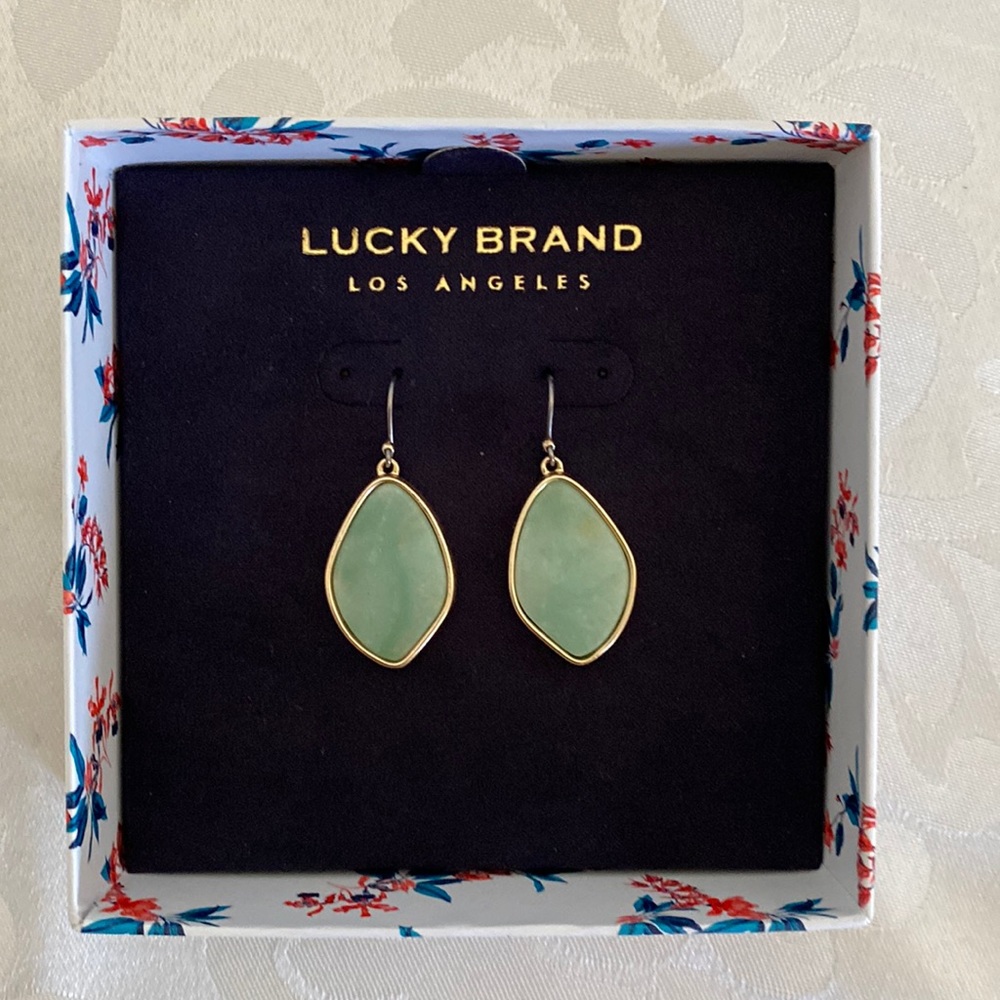 Lucky Brand Jade Stone Dangle Earrings